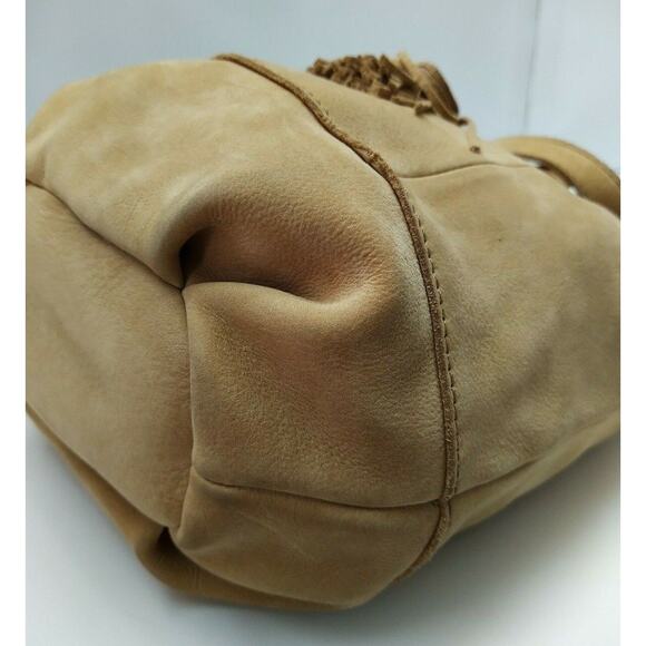 Lucky Brand Light Tan Suede Tassel Drawstring Closure Crossbody Shoulder Bag - Picture 9 of 12